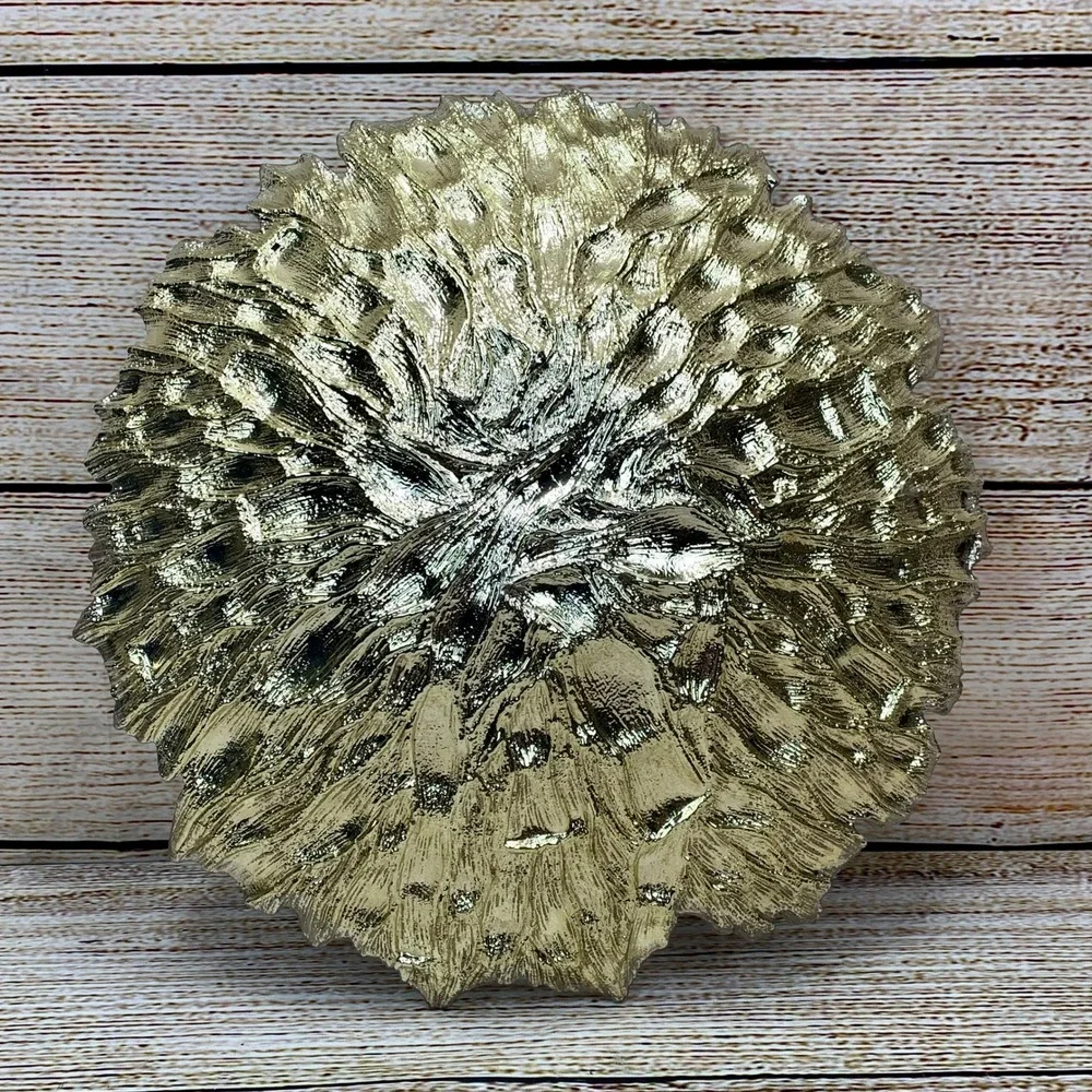Decorative Silver‎ Glass Bowl Textured Round Centerpiece Unique Serving Dish